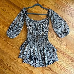 VICI Leonie Smocked off the Shoulder Romper